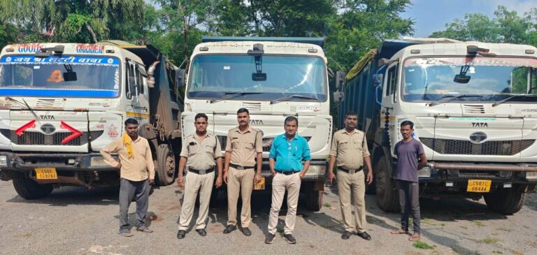 रेत, गिट्टी एवं मुरम के अवैध परिवहन पर खनिज विभाग की बड़ी कार्रवाई- 13 हाईवा जब्त